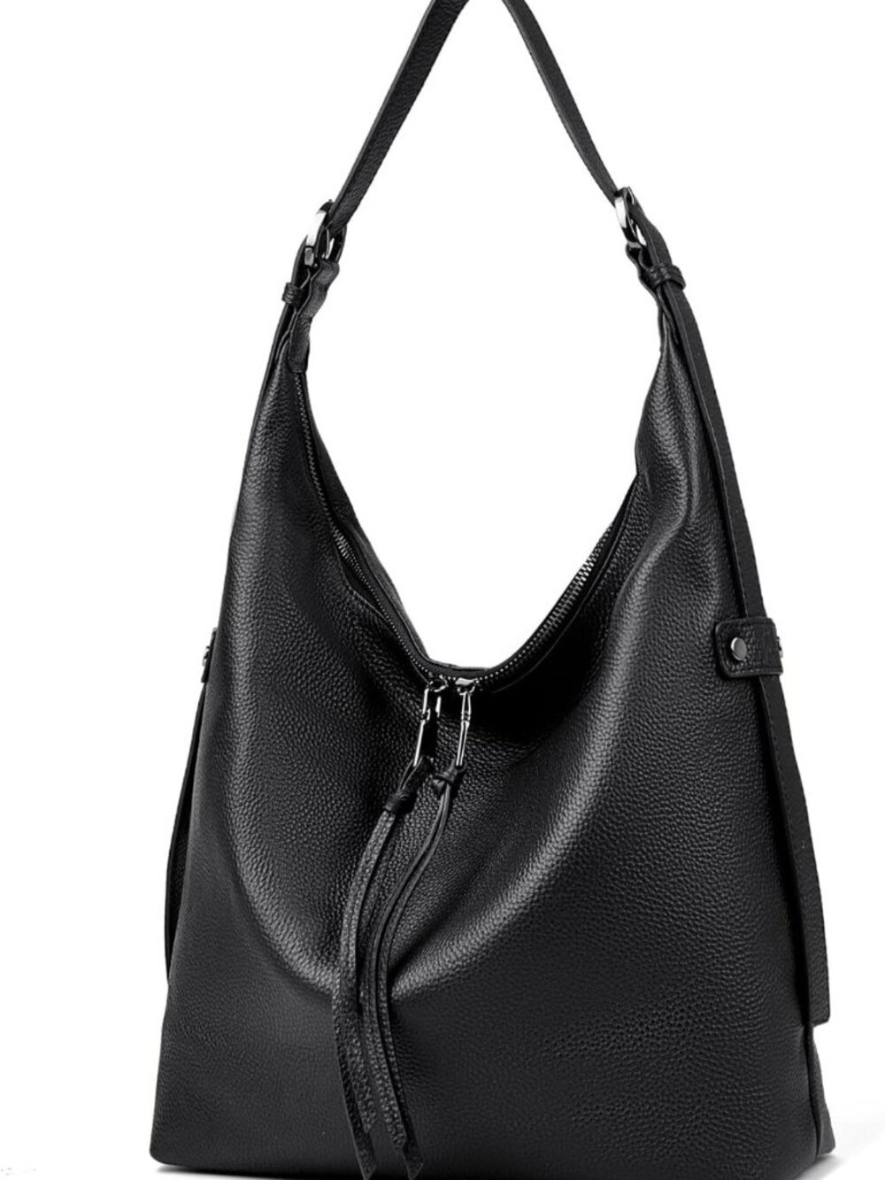 Soft Pebbled Leather Hobo Bag - Medium Slouchy Crossbody Shoulder Tote Purse